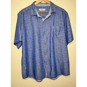 Tommy Bahama COOLMAX Fabric Men’s XL Button Down Hawaiian Camp Shirt Botanical